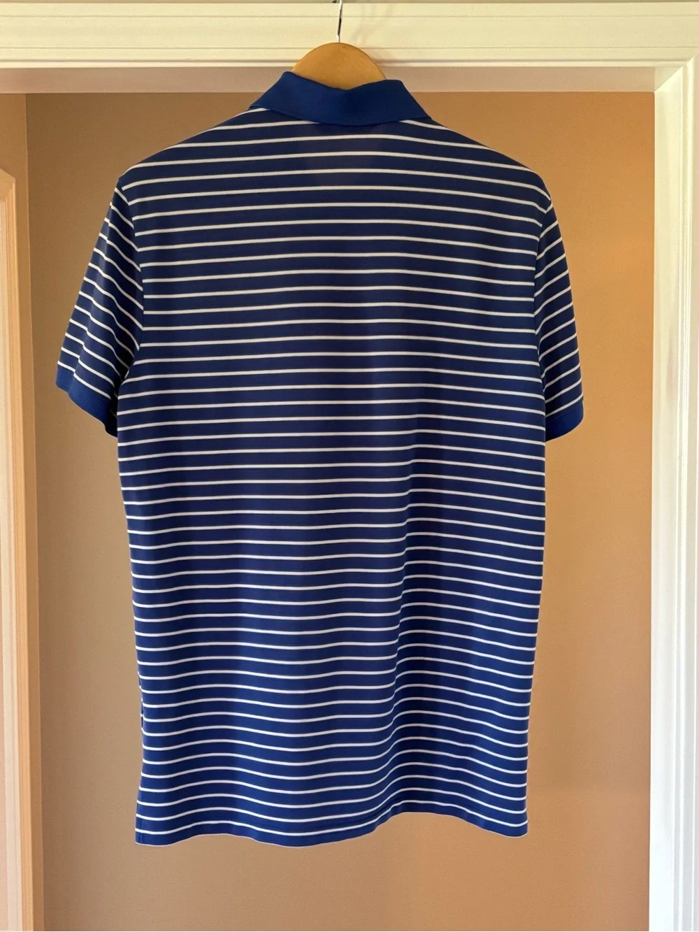Ralph Lauren Golf Blue and White Striped Polo Shirt Large Pony